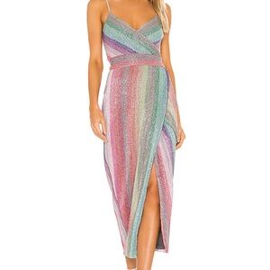 SAYLOR Meghan Dress Midi Dress with Slit Metalic multicolor
